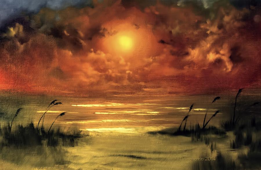 Sunset Painting - Lovers Sunset by Melissa Herrin