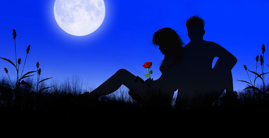 Lovers Under The Moonlight Digital Art by Nina Bradica