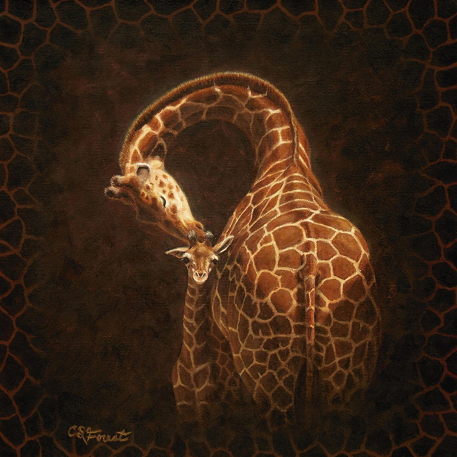 Giraffe Painting - Loves Golden Touch by Crista Forest