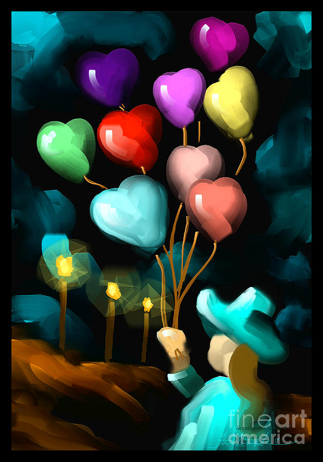 Lovin Balloons - Scratch Art Series - #7 Painting by Steven Lebron Langston