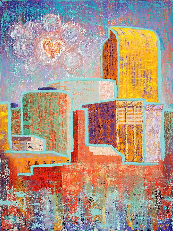 Cityscape Painting - Loving It in Denver by Margaret Bobb Cityscape Painting - Loving It in Denver by Margaret Bobb