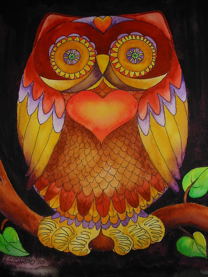 Owl Painting - Loving Owl by Lou Cicardo