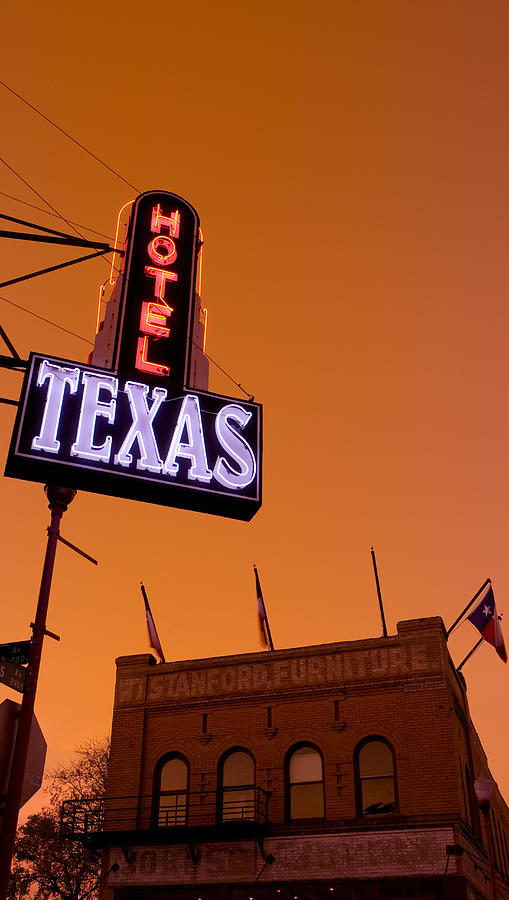Fort Worth Photograph - Low Angle View Of A Neon Sign by Panoramic Images