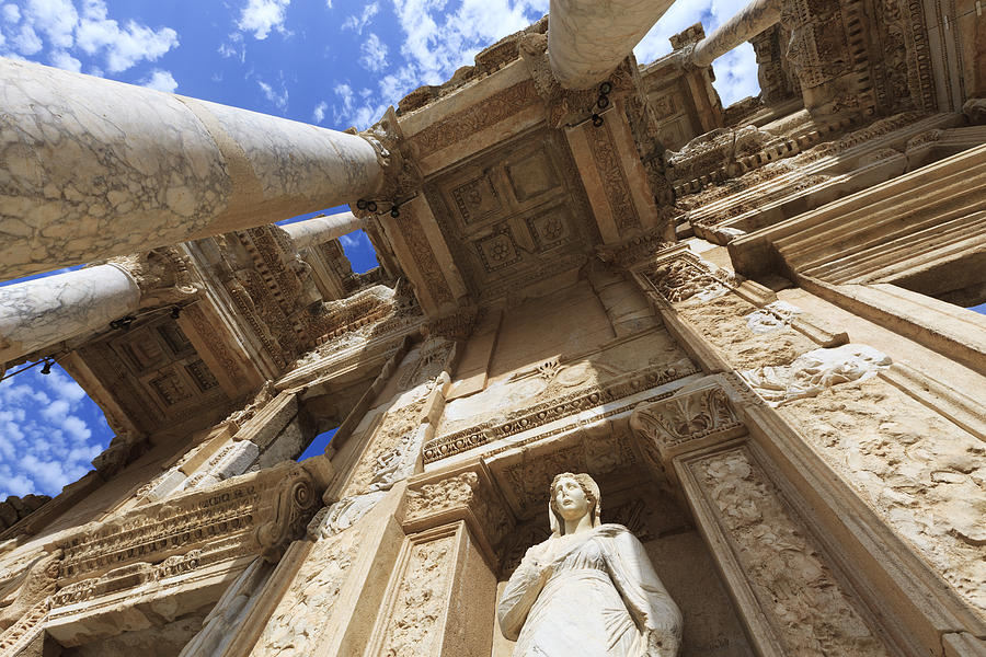 Low angle view of The Library of Celus in Ephesus, Turkey Photograph by Greenp