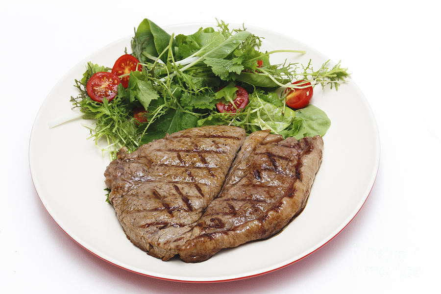 Low carb steak and salad Photograph by Paul Cowan