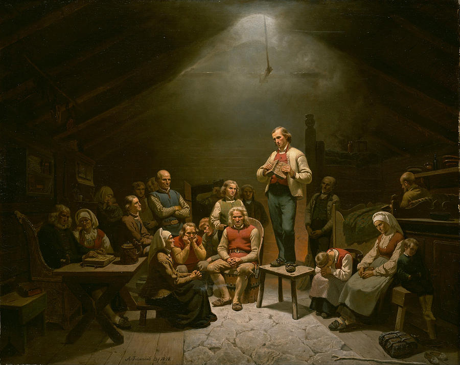Low Church Devotion  Painting by Adolph Tidemand