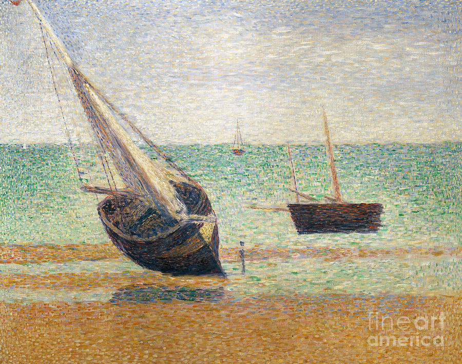 Georges Pierre Seurat Painting - Low Tide at Grandcamp by Georges Pierre Seurat