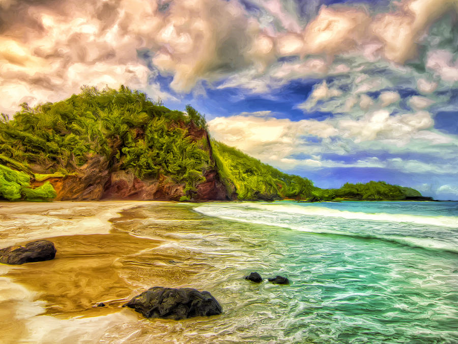 Low Tide at Koki Beach Maui Painting by Dominic Piperata