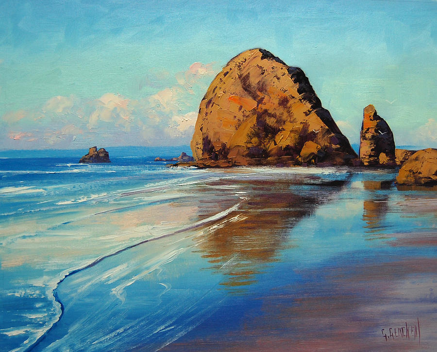 Seascape Painting - Low Tide Oregon by Graham Gercken