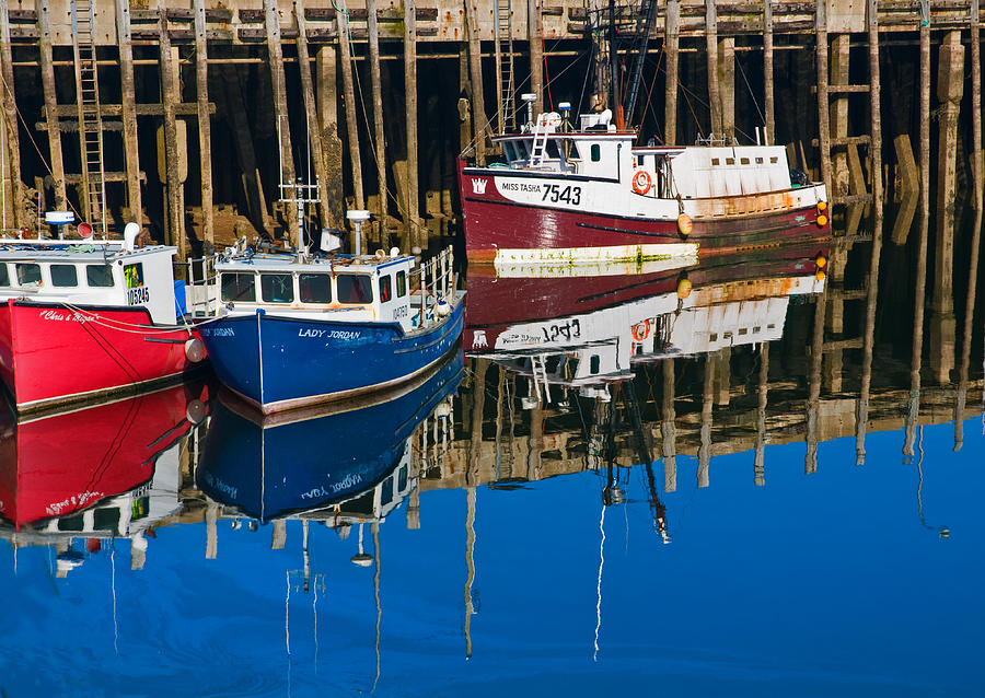 Boats and Reflections at Low Tide on Digby Bay Nova Scotia Photograph by Ginger Wakem