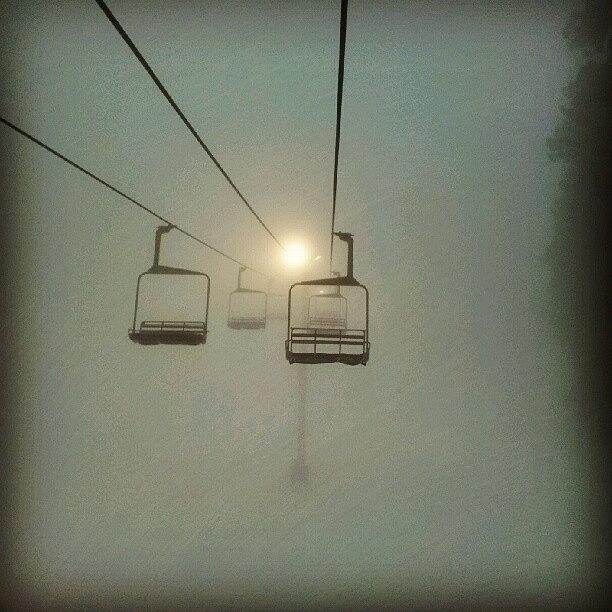 Fog Photograph - Low Visibility
#mthigh #chairlift #fog by HK Moore