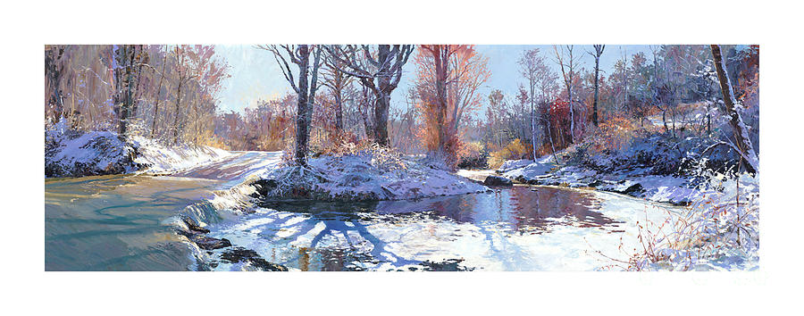 Winter Painting - Low Water Bridge by Connie J Boswell
