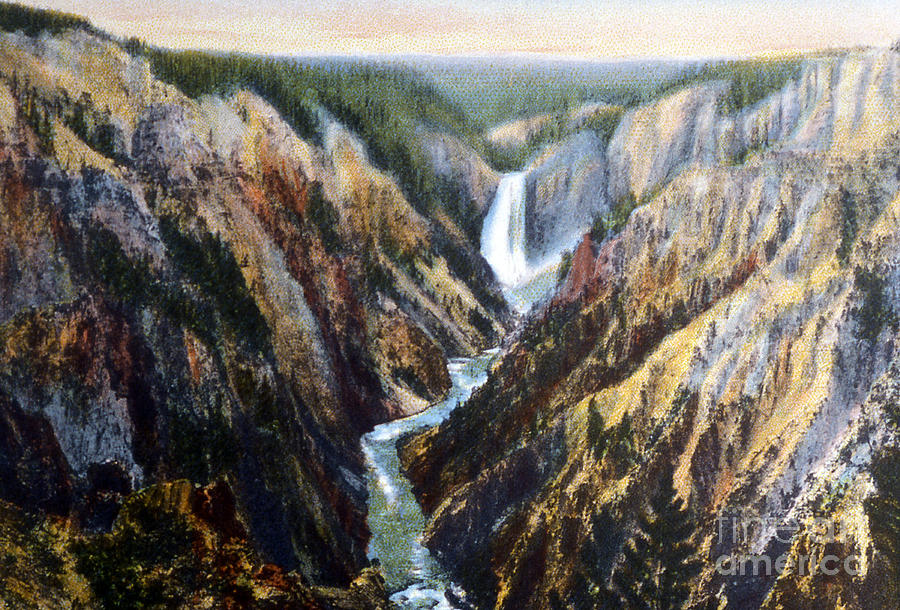 Lower Falls Yellowstone Np 1928 Photograph by NPS Photo Asahel Curtis ...