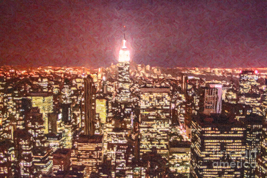 Lower Manhattan and Empire State Building NYC USA Digital Art by Liz Leyden