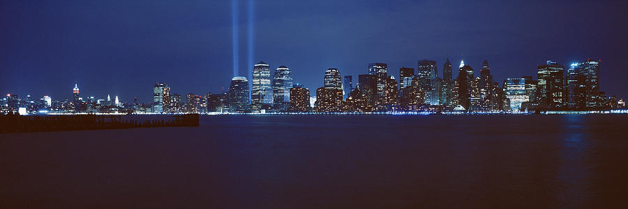 Color Image Photograph - Lower Manhattan, Beams Of Light, Nyc by Panoramic Images Color Image Photograph - Lower Manhattan, Beams Of Light, Nyc by Panoramic Images