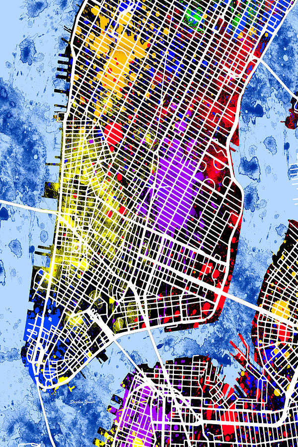Lower Manhattan Map Digital Art by Stephen Younts