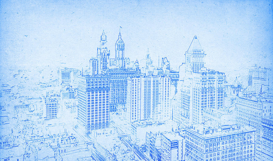 Lower Manhattan New York 1912 Drawing