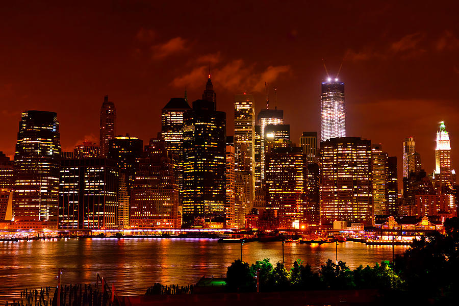 Lower Manhattan Night Skyline Photograph by Greg Norrell
