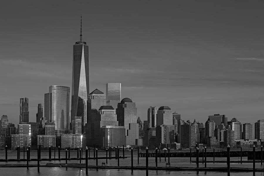 New York City Photograph - Lower Manhattan Skyline BW by Susan Candelario