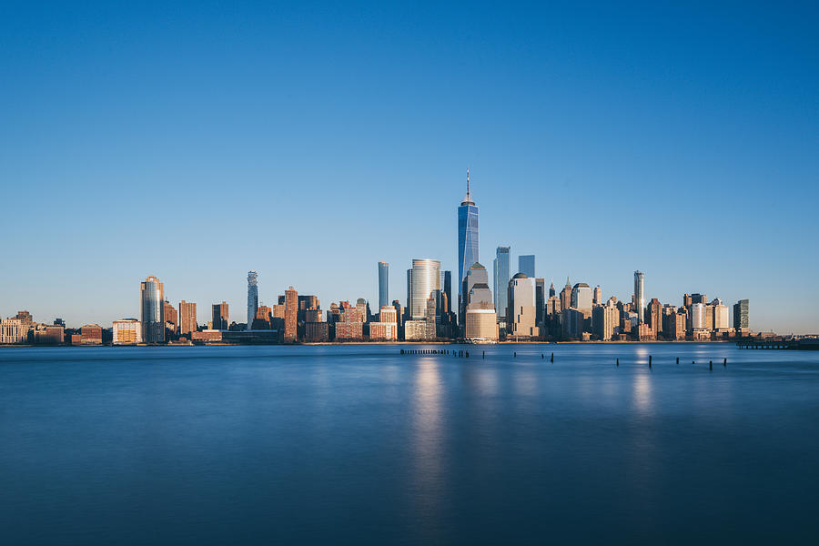 Lower Manhattan skyline, New York skyline at Sunset Photograph by Dong Wenjie