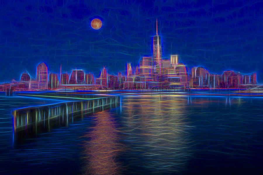 New York City Skyline Photograph - Lower New York City Glow by Susan Candelario