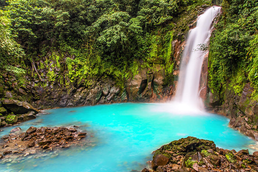 Jungle Photograph - Lower Rio Celeste Waterfall by Andres Leon