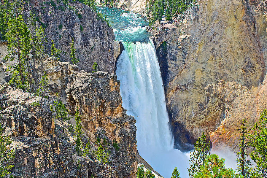Lower Yellowstone Falls from Uncle Toms Point in Yellowstone National Park- Wyoming Photograph by Ruth Hager