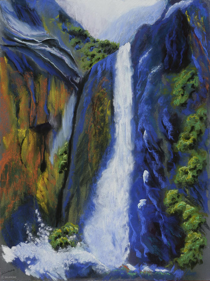 Lower Yosemite Falls Pastel by Brenda Salamone