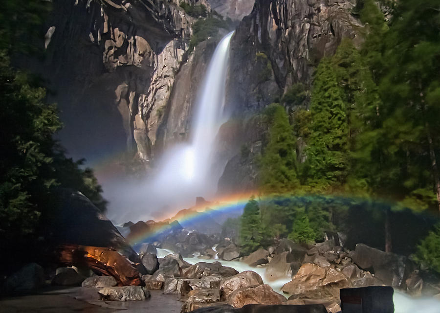 Lower Yosemite Falls Moonbow Photograph by Marc Crumpler