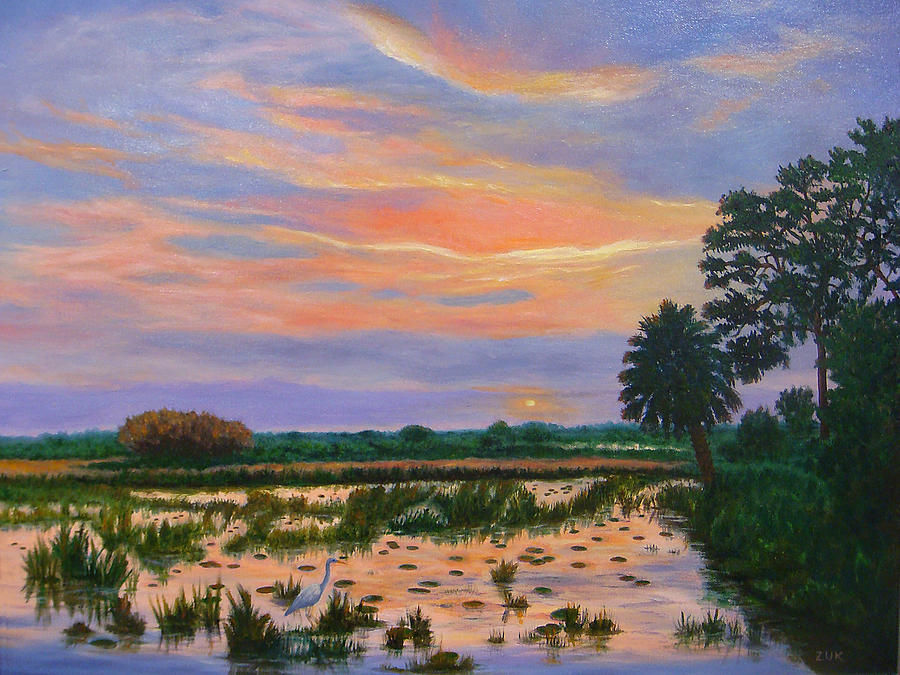 Loxahatchee Sunset Painting by Karen Zuk Rosenblatt