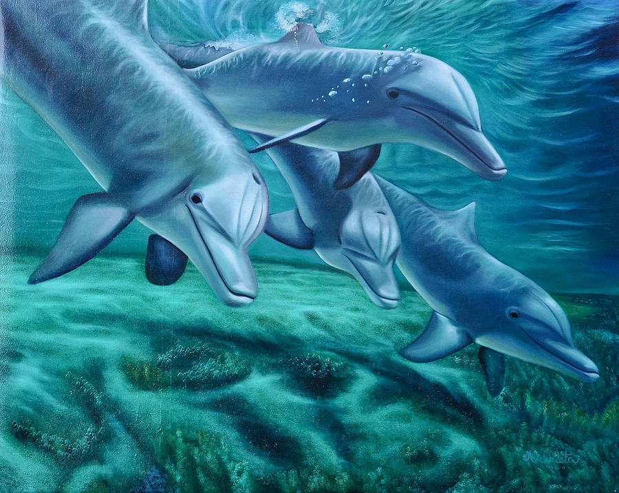 Loyal Dolphins Painting by Ruben Archuleta - Art Gallery