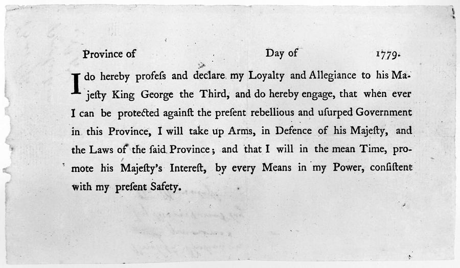 Loyalist Oath, 1779 Photograph by Granger