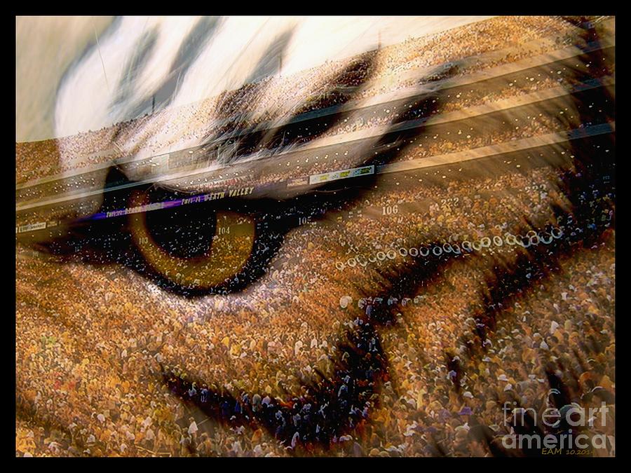Louisiana State University Digital Art - LSU - Eye Of The Tiger by Elizabeth McTaggart
