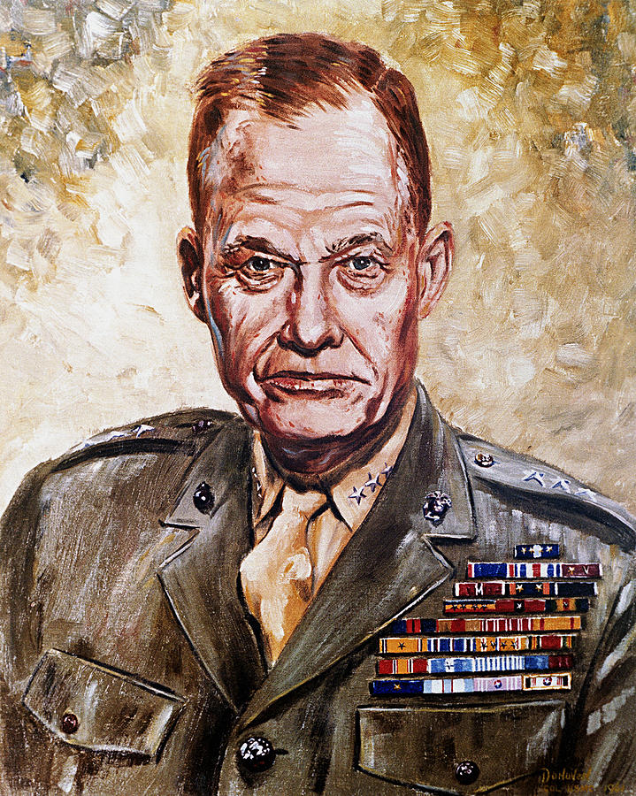 Portrait Painting - Lt Gen Lewis Puller by Mountain Dreams