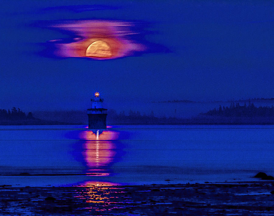 Lubec Light Moonrise Photograph by Marty Saccone