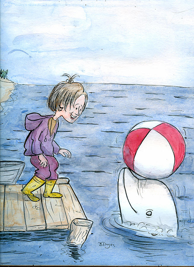 Luca the beluga and the balloon Drawing by Bertrand Dugas - Fine Art ...