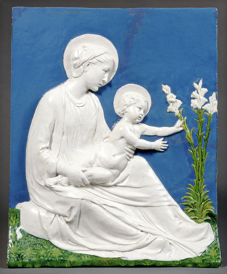 Madonna Drawing - Luca Della Robbia, Madonna And Child, Italian by Quint Lox