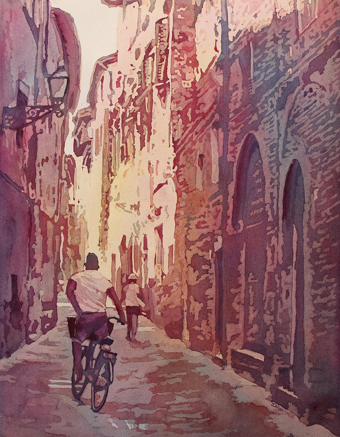 Bicycle Painting - Lucca by Jenny Armitage