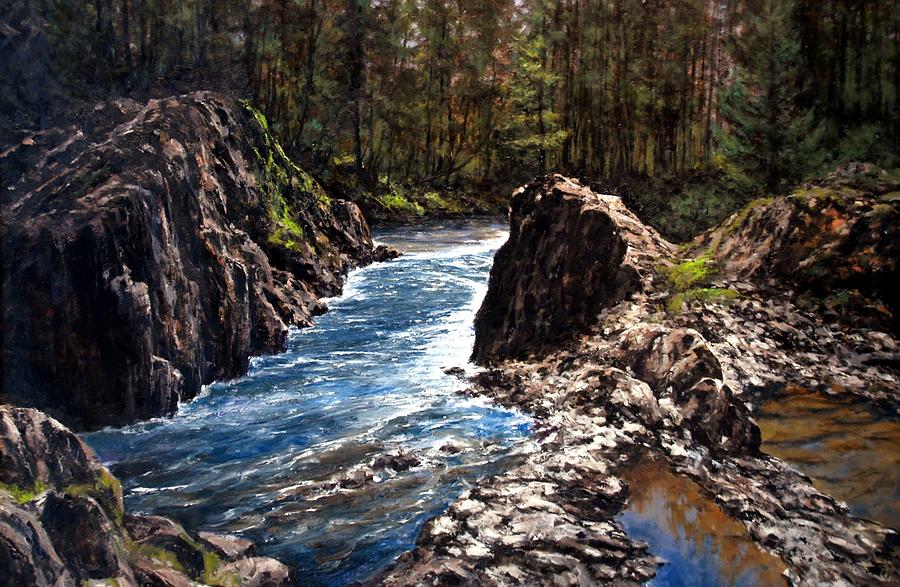 Landscape Painting - Lucia Falls Downstream by Jim Gola Landscape Painting - Lucia Falls Downstream by Jim Gola