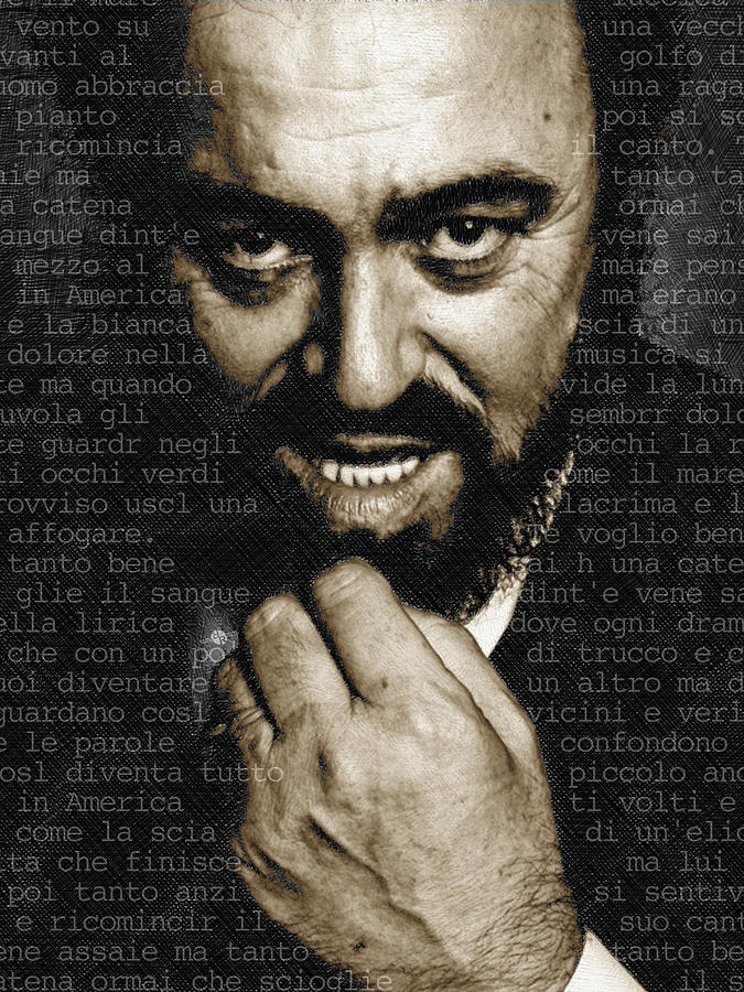 Luciano Pavarotti Vertical Mixed Media by Tony Rubino