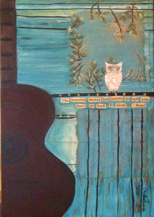 Owl Painting - Lucid Dream in blue bedroom 2 by Christina Fajardo