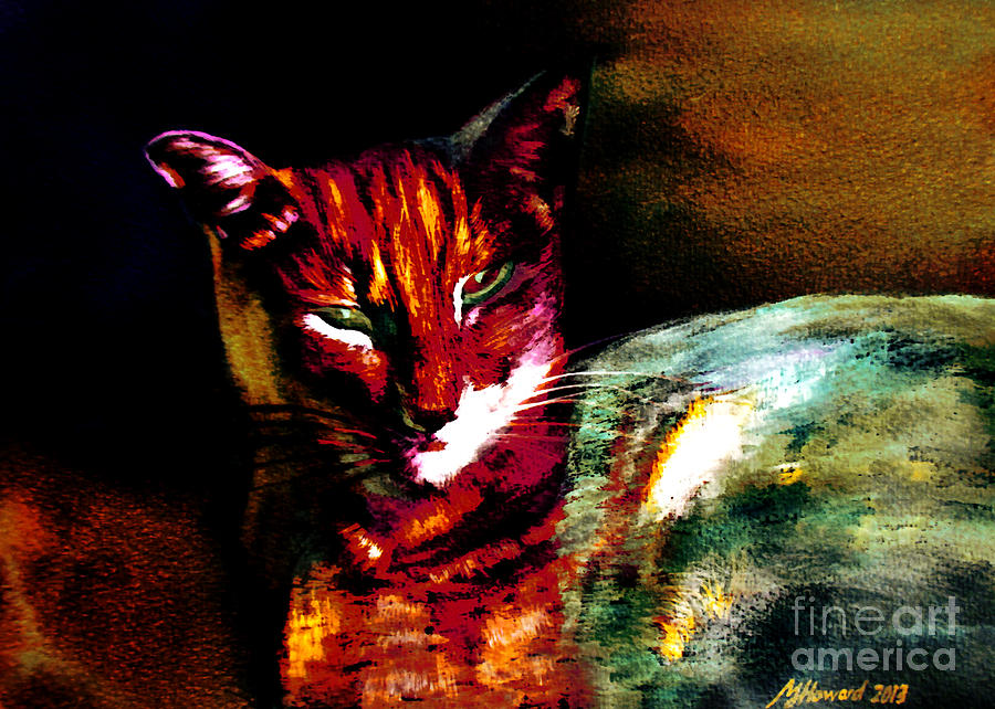 Lucifer Sam Tiger Cat Painting by Martin Howard