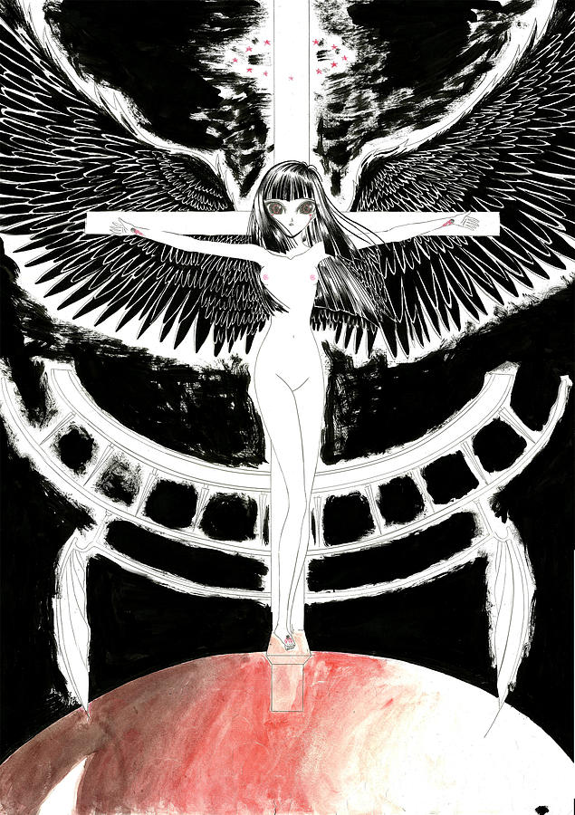 Crucified Women Drawing - Luciferiam Goddess by Vampire Amorph