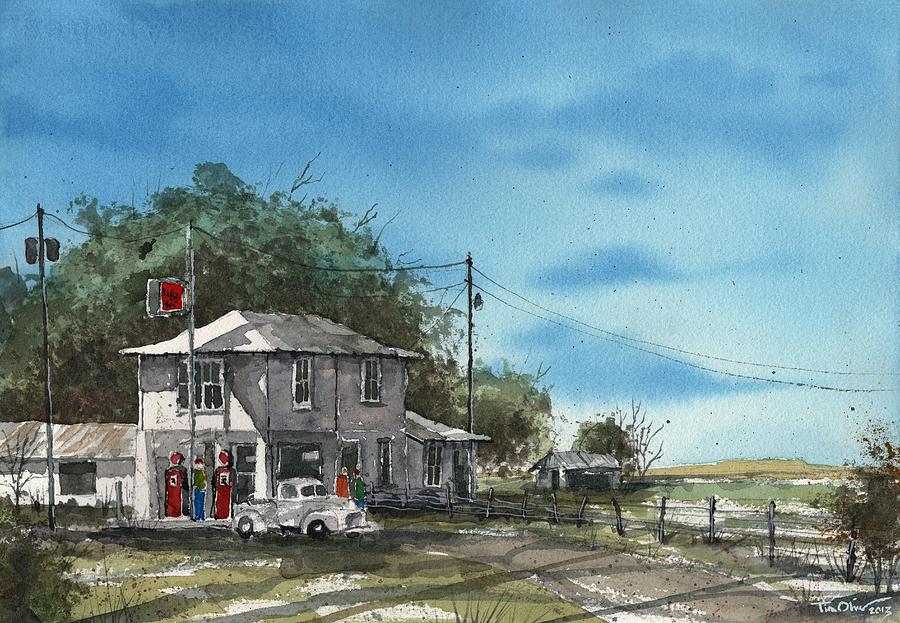 Lucilles on Route 66 Painting by Tim Oliver