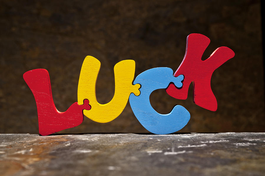 Inspirational Photograph - Luck Jigsaw Puzzle Painted Wood Letters by Donald  Erickson