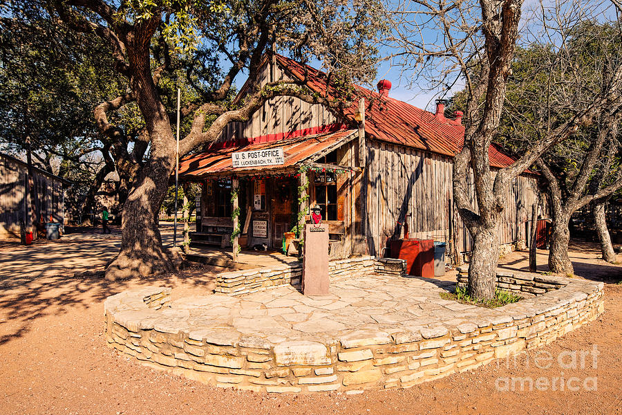 Luckenbach Post Office in Golden Hour Light - Texas Hill Country Photograph by Silvio Ligutti