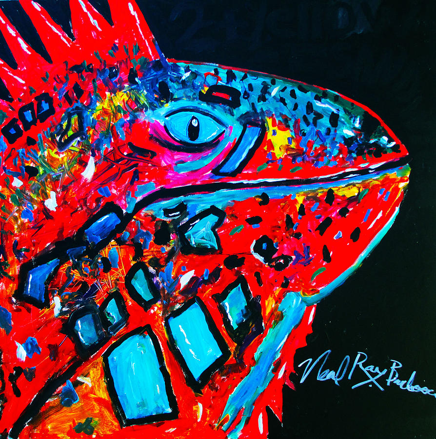 Lucky Iguana Painting by Neal Barbosa