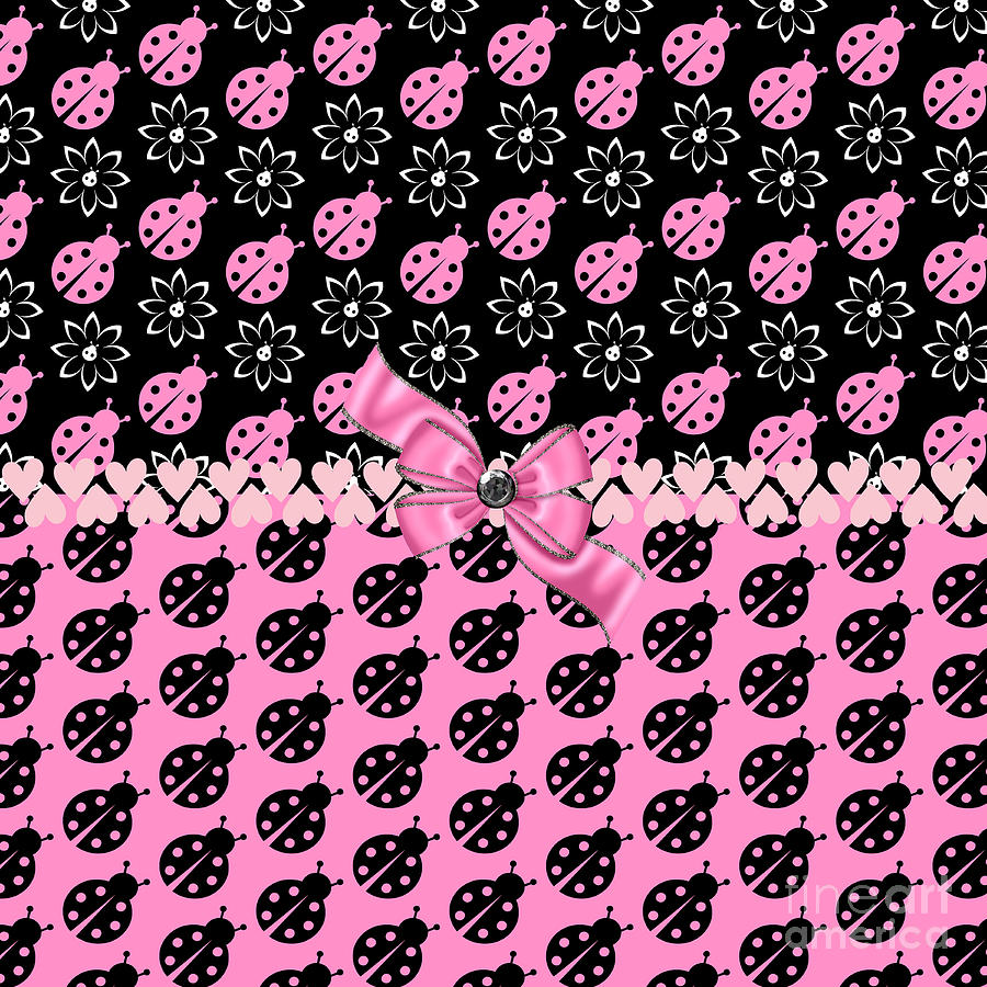 Lucky Pink Ladybugs Digital Art by Debra  Miller