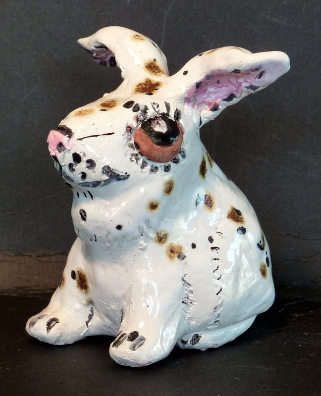 Bunny Sculpture - Lucky Rabbit made in USA from a lump of clay by Debbie Limoli