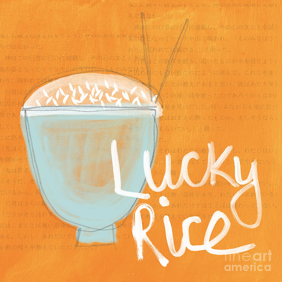 Bowl Painting - Lucky Rice by Linda Woods